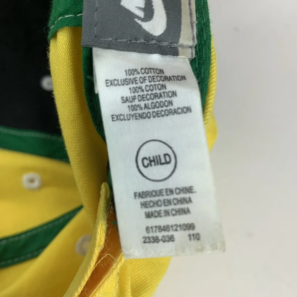 Green Yellow CHILD Nike Hat 2000s Adjustable Cotton Baseball Cap